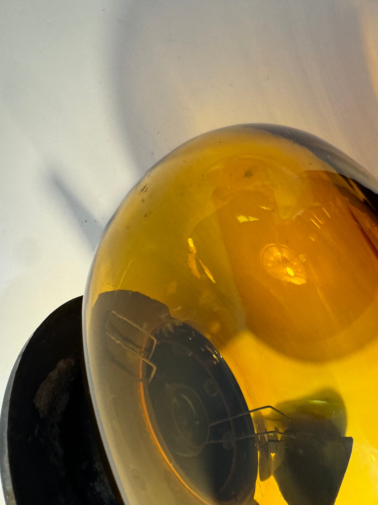 Antique Amber Glass Balloon Light Fitting | Iron | Made in Spain | Vintage Retro |
