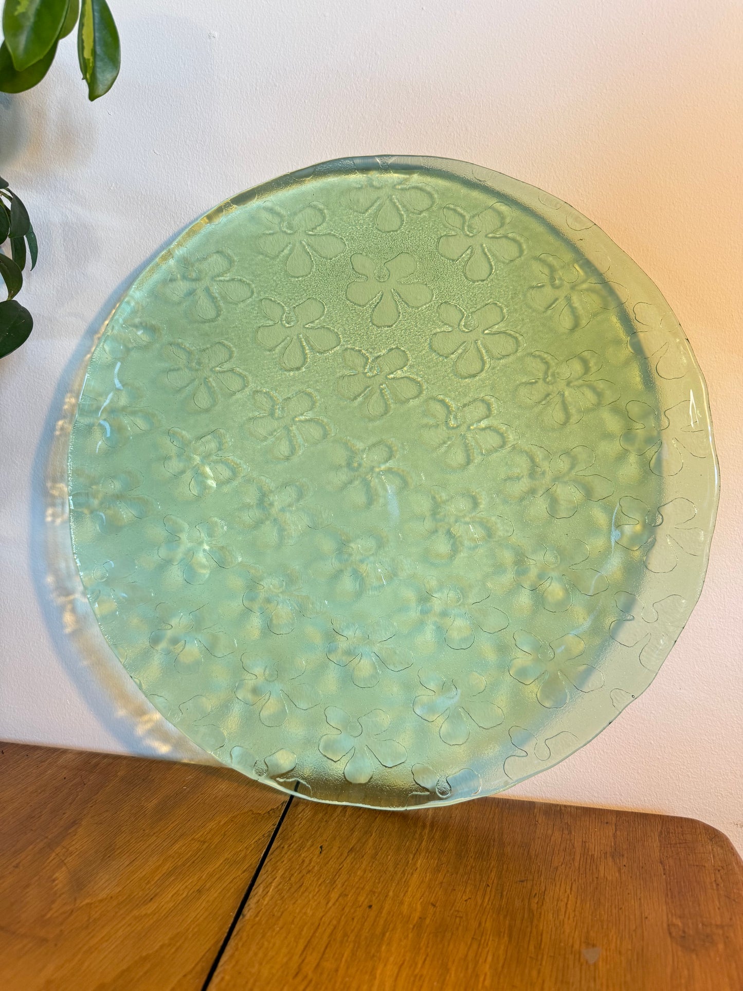 Green Pressed Glass XL Decorative Plate | Villeroy and Boch | Serving Plate |