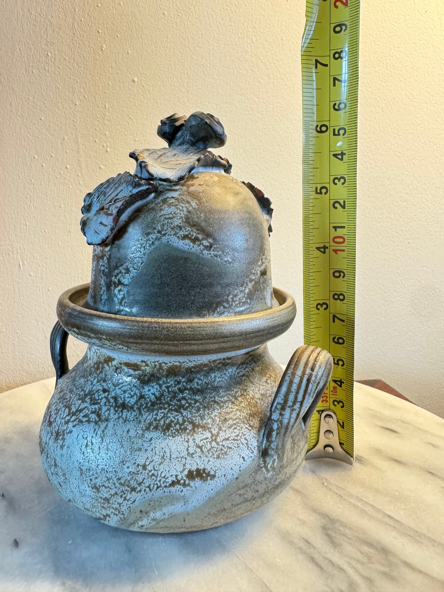Unusual Shape Stoneware Ceramic Lidded Pot | Studio Pottery | Vintage Retro | Unique Quirky |