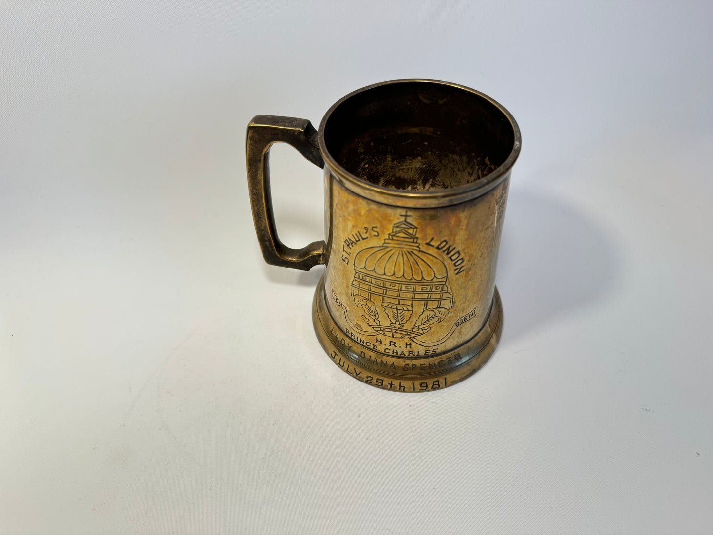 Prince Charles & Lady Diana Royal Wedding Tankard | Plated Brass | St. Paul’s Cathedral 1981 | Unique Vintage Retro | British Monarchy |