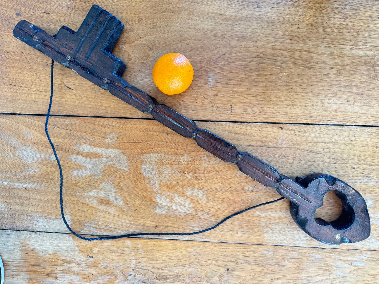 Large Rustic Wooden Key Hook Holder | Vintage Retro | Folk Art | Handcrafted |