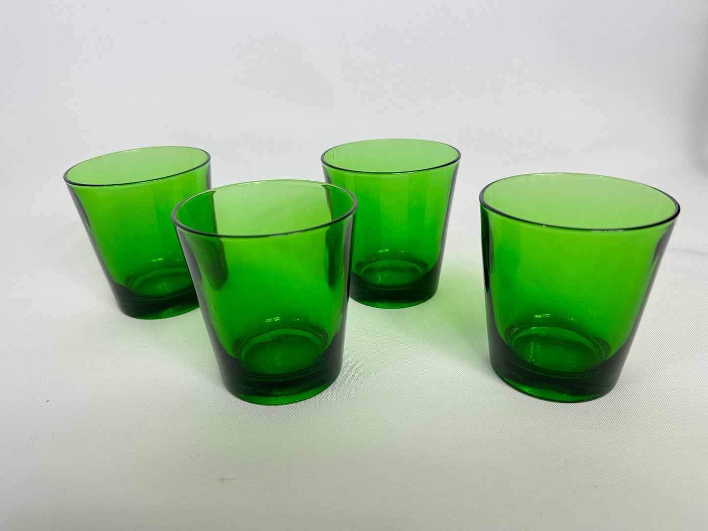 Green Italian Glass Short Tumblers | Vintage Retro MCM Mid Century | Barware |