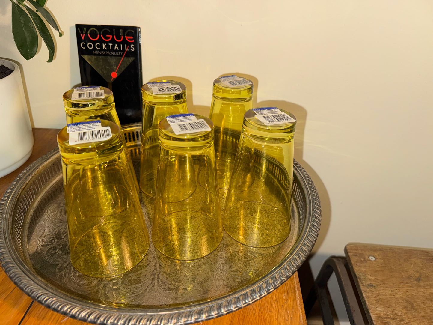 Set of 6 Vintage Yellow Crisal Tumblers – 36cl