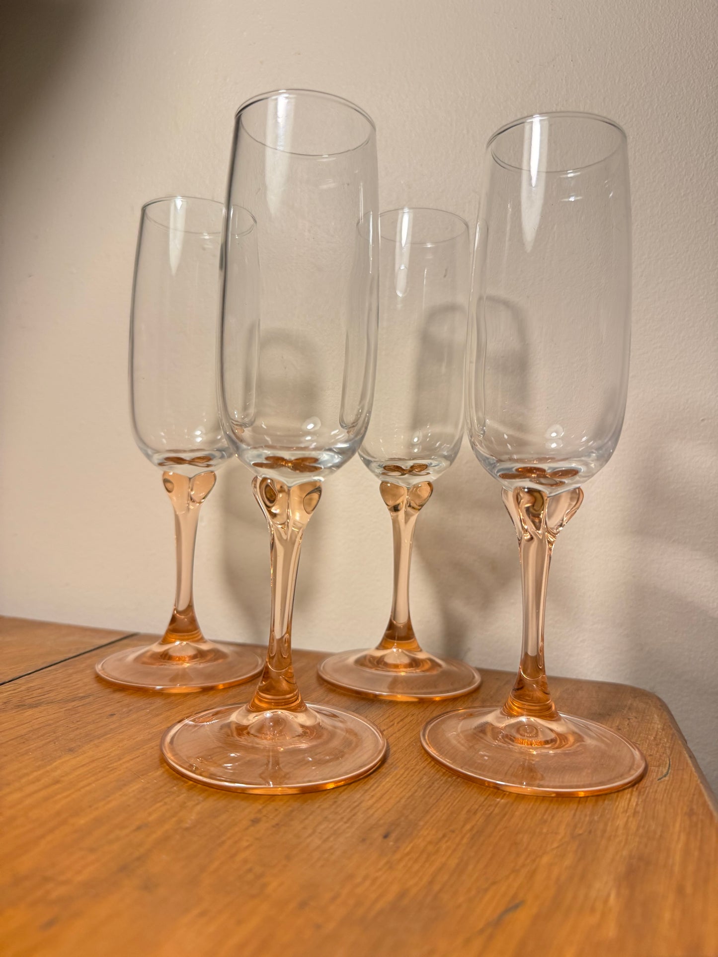 Luminarc Veronese Pink Stem Champagne Glasses | Vintage Retro 70s | Pretty Cute Kitsch |