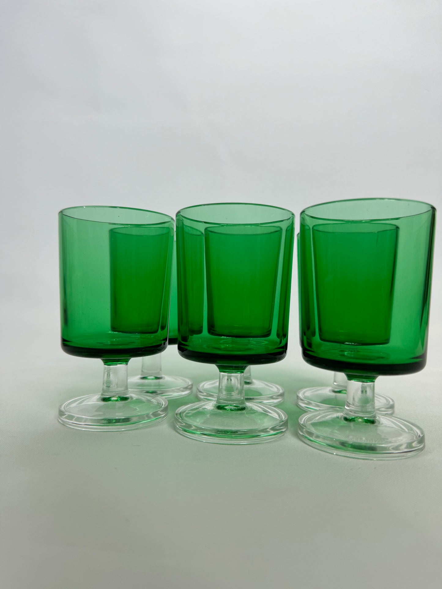 Small Green Luminarc Glasses. Barware | Wine Glass/ Apertivito glass | Vintage Retro