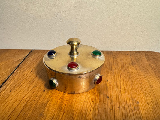 Small Metal Trinket Box with Bead Detail | Arts & Crafts Style | Vintage Retro Quirky |