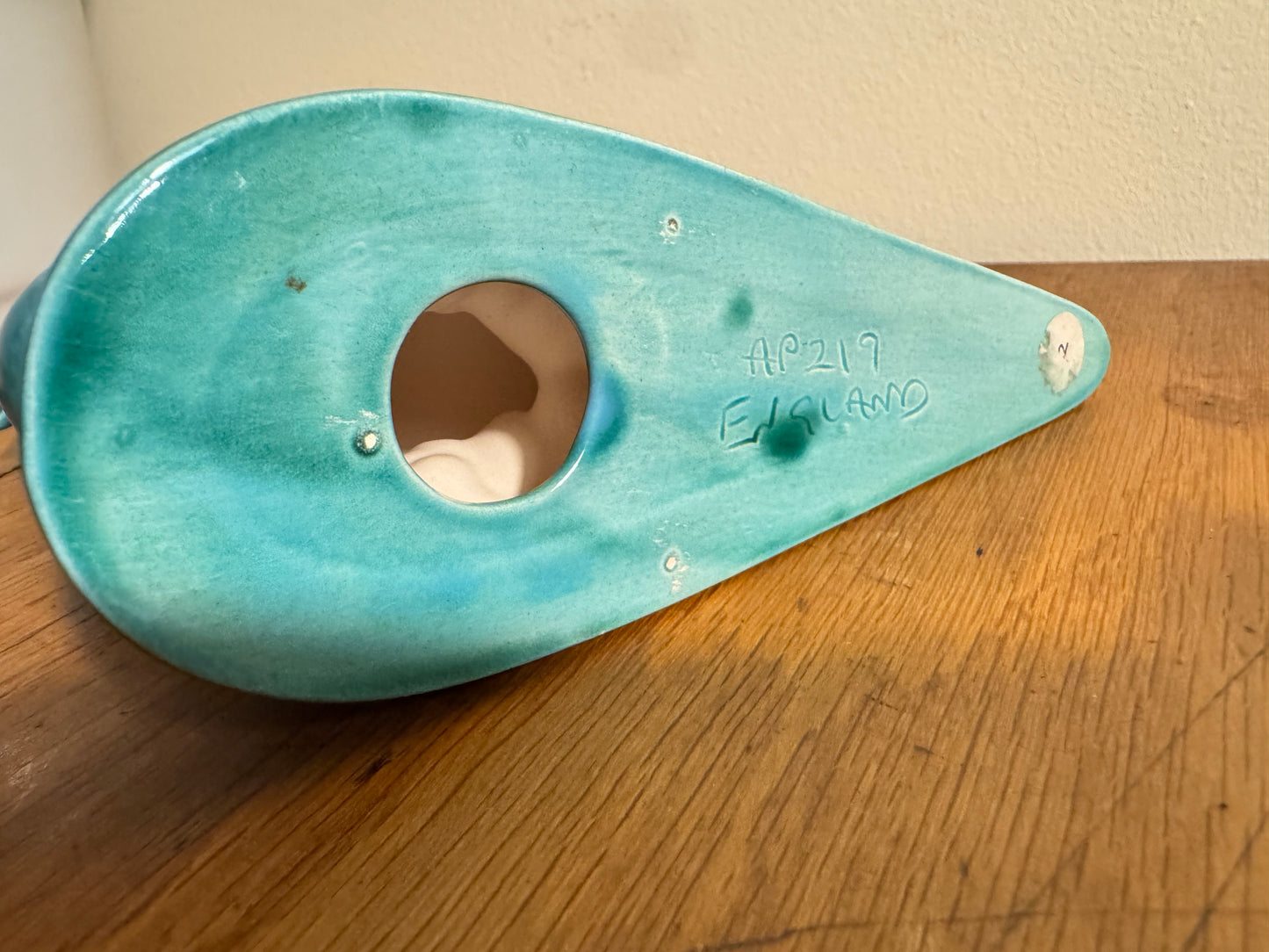 Turquoise Green Ceramic Pheasant Statue Ornament | Vintage Retro Decor | Made in UK |