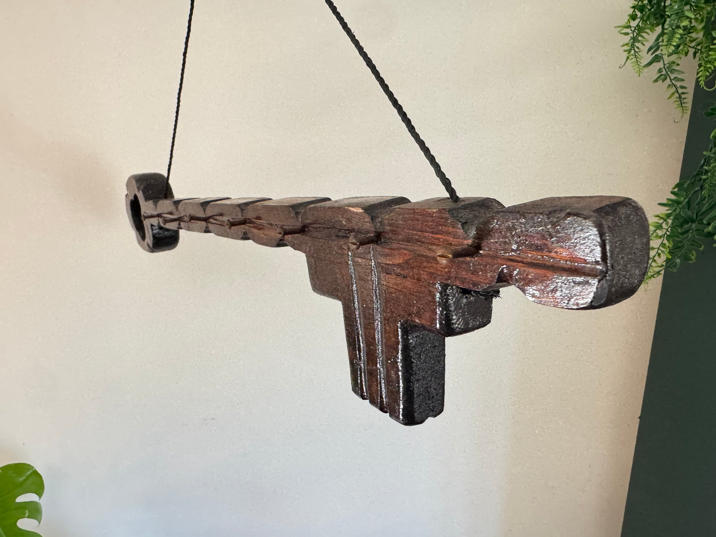 Large Rustic Wooden Key Hook Holder | Vintage Retro | Folk Art | Handcrafted |