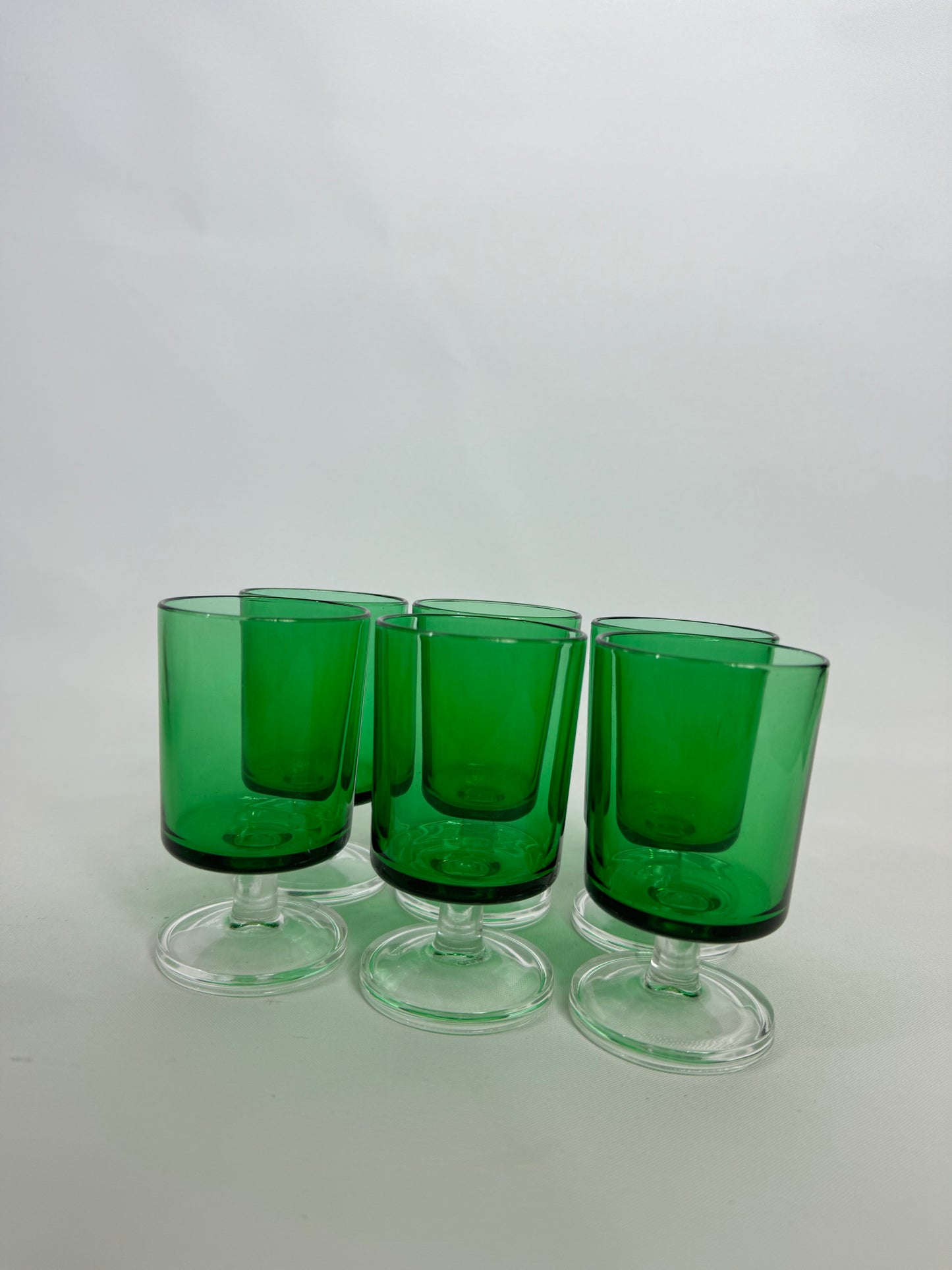 Small Green Luminarc Glasses. Barware | Wine Glass/ Apertivito glass | Vintage Retro