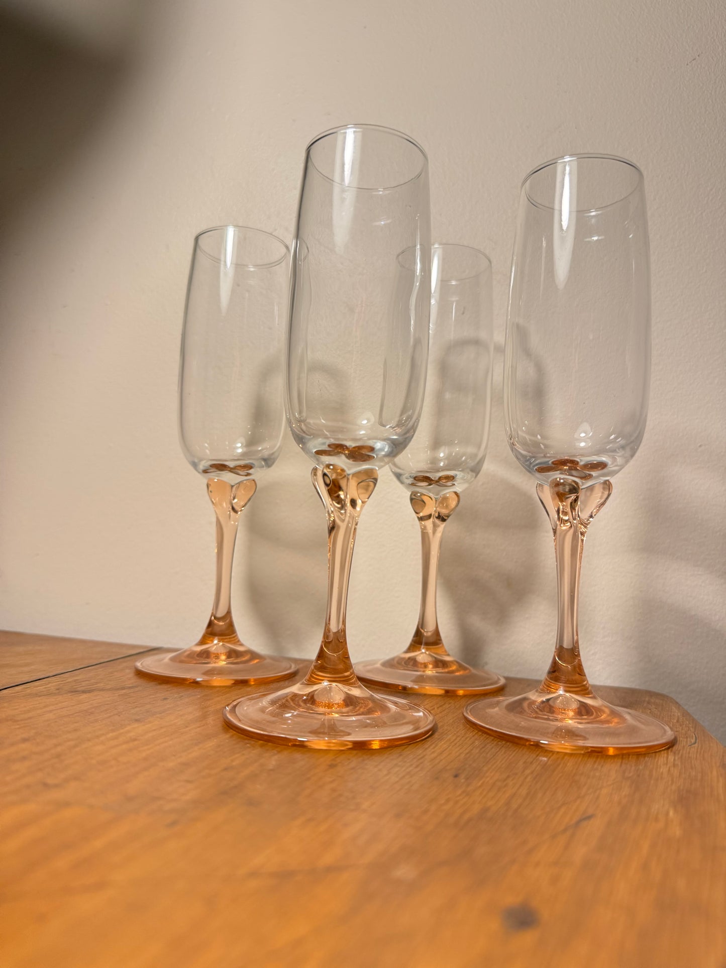Luminarc Veronese Pink Stem Champagne Glasses | Vintage Retro 70s | Pretty Cute Kitsch |