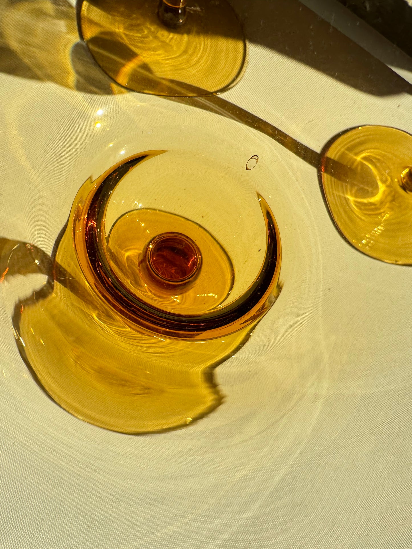 Amber Martini Margarita Cocktail Glasses | Vintage Retro Barware | Coloured Glass |
