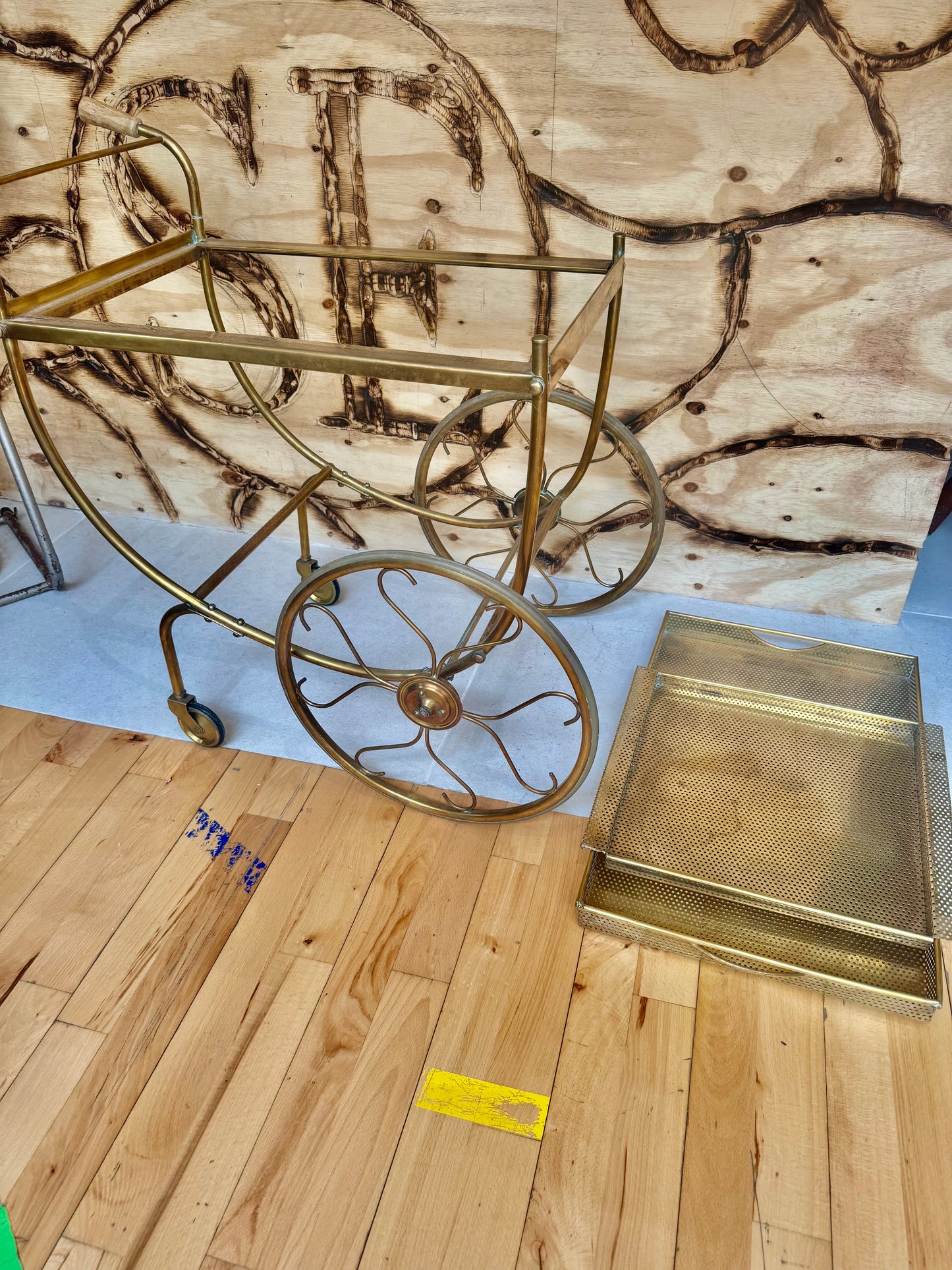 Josef Franc Brass Bar Trolley | Vintage Antique Homeware Decor |