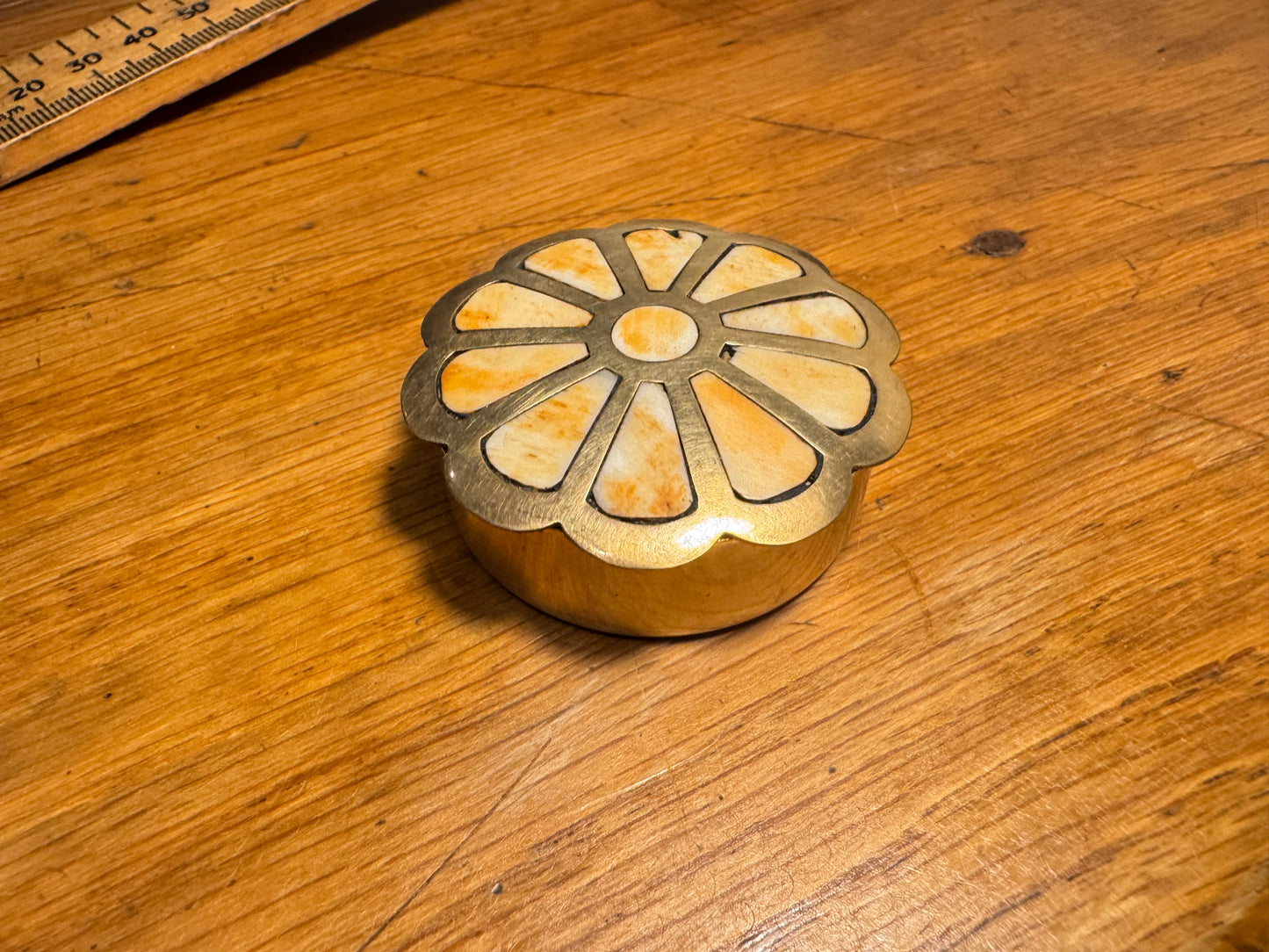 Set of 3 Small Brass Flower Pill Boxes | Vintage Retro | Trinket Box |