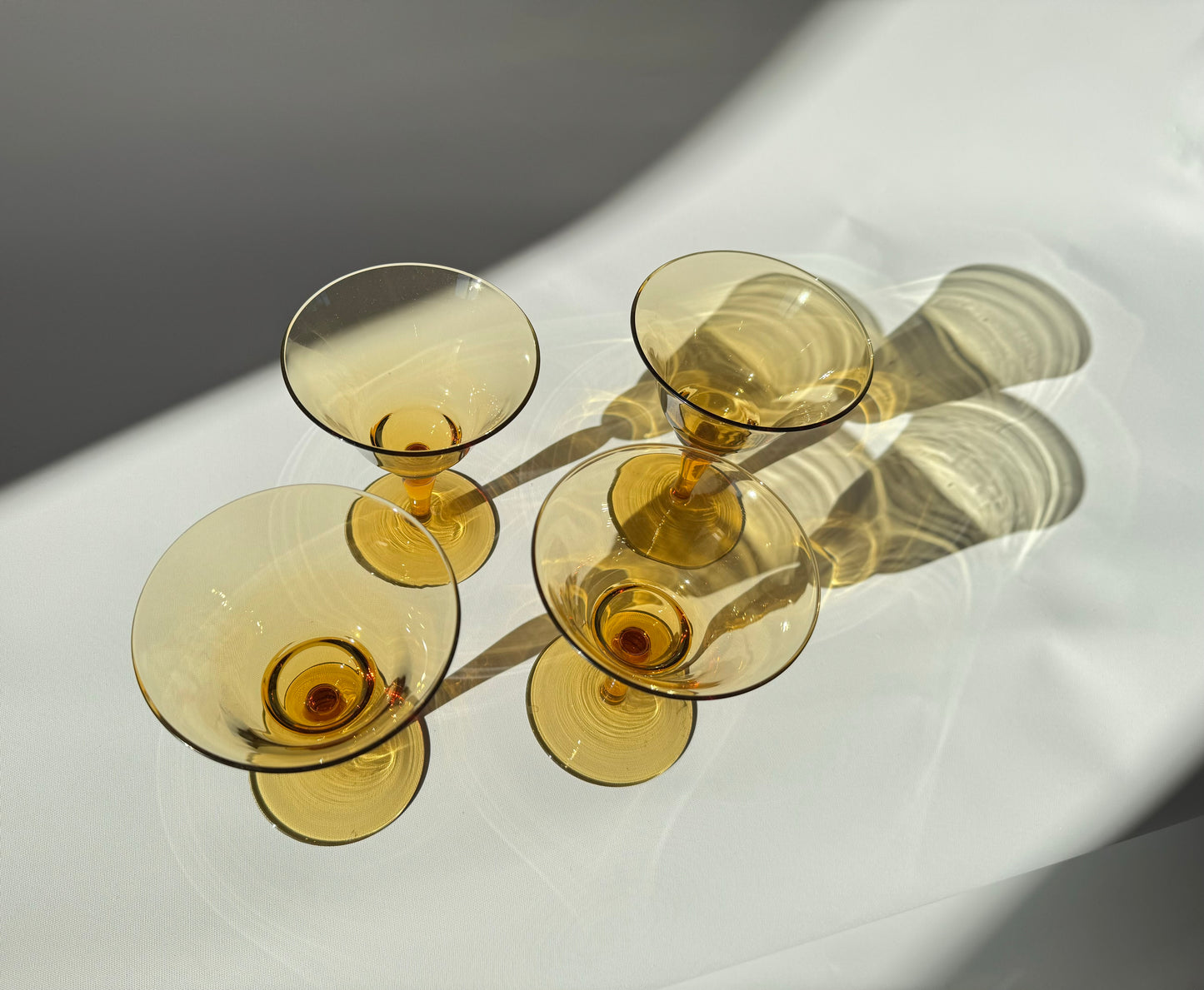 Amber Martini Margarita Cocktail Glasses | Vintage Retro Barware | Coloured Glass |