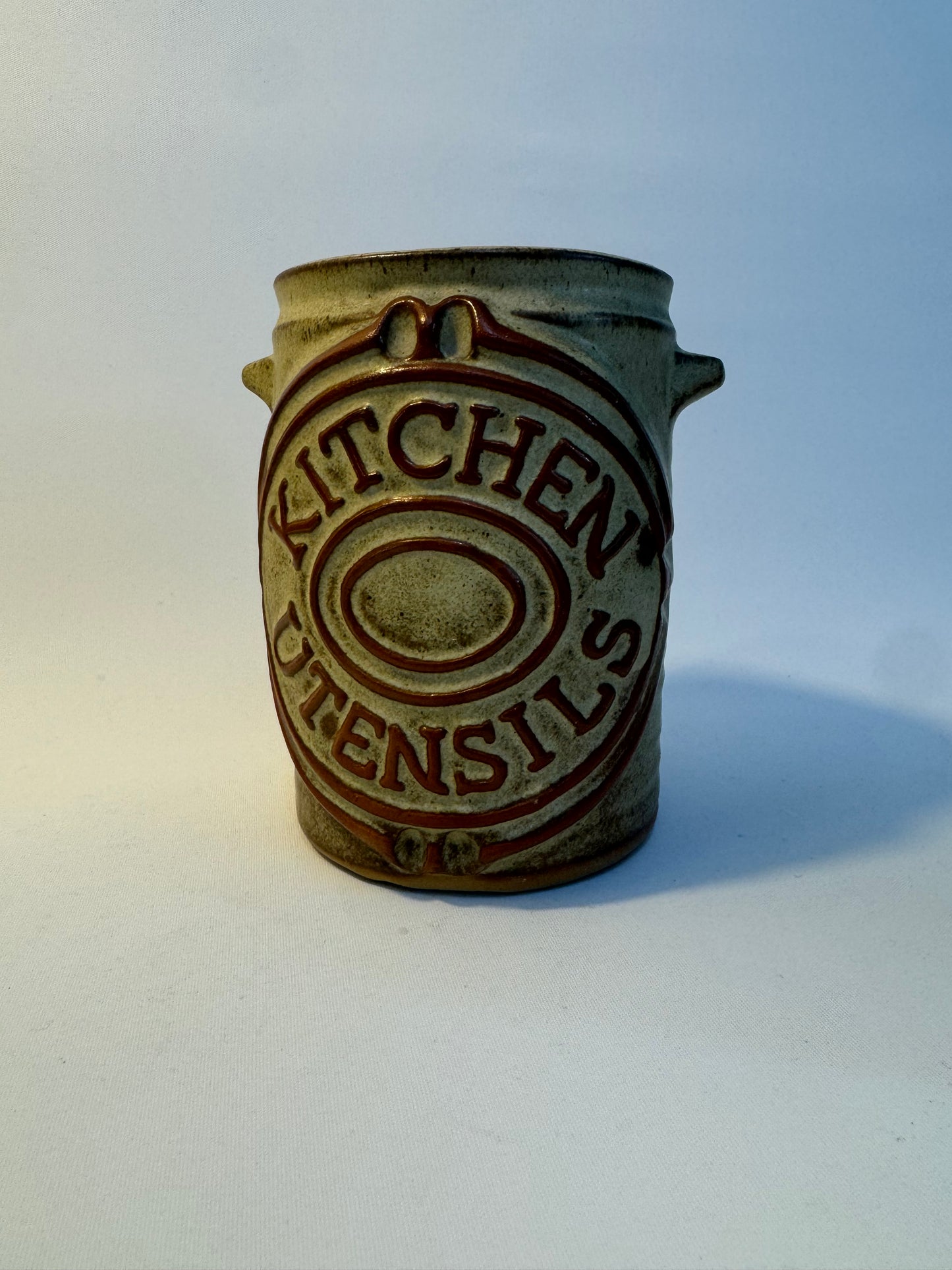 Kitchen Utensil Holder Pot | Stoneware | Vintage Retro 70’s | Kitchenware Kitchenalia |