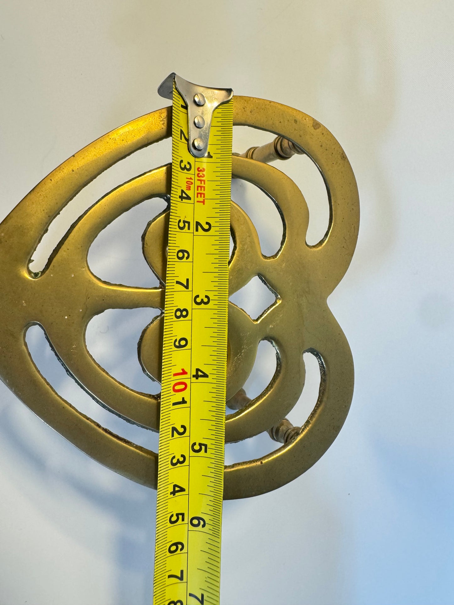 Solid Brass Heart Trivet Pot Stand | Cute Kitsch | Vintage Kitchenware Kitchenalia | Gold |