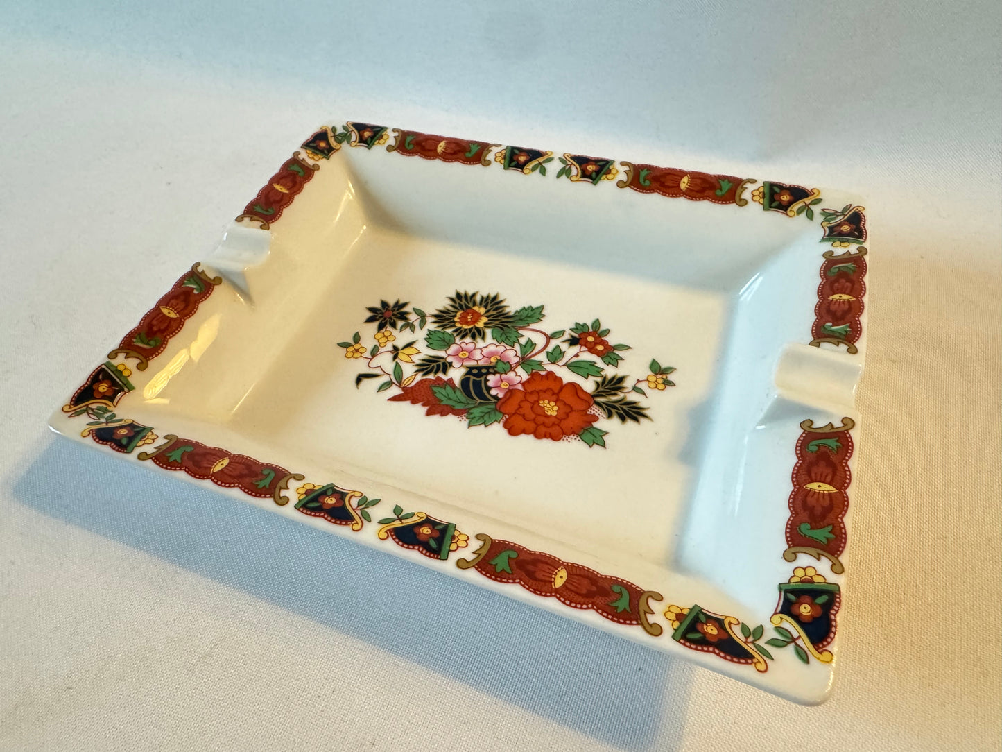 Porcelain Ashtray with Floral Design | Made in Spain | Vintage Retro |