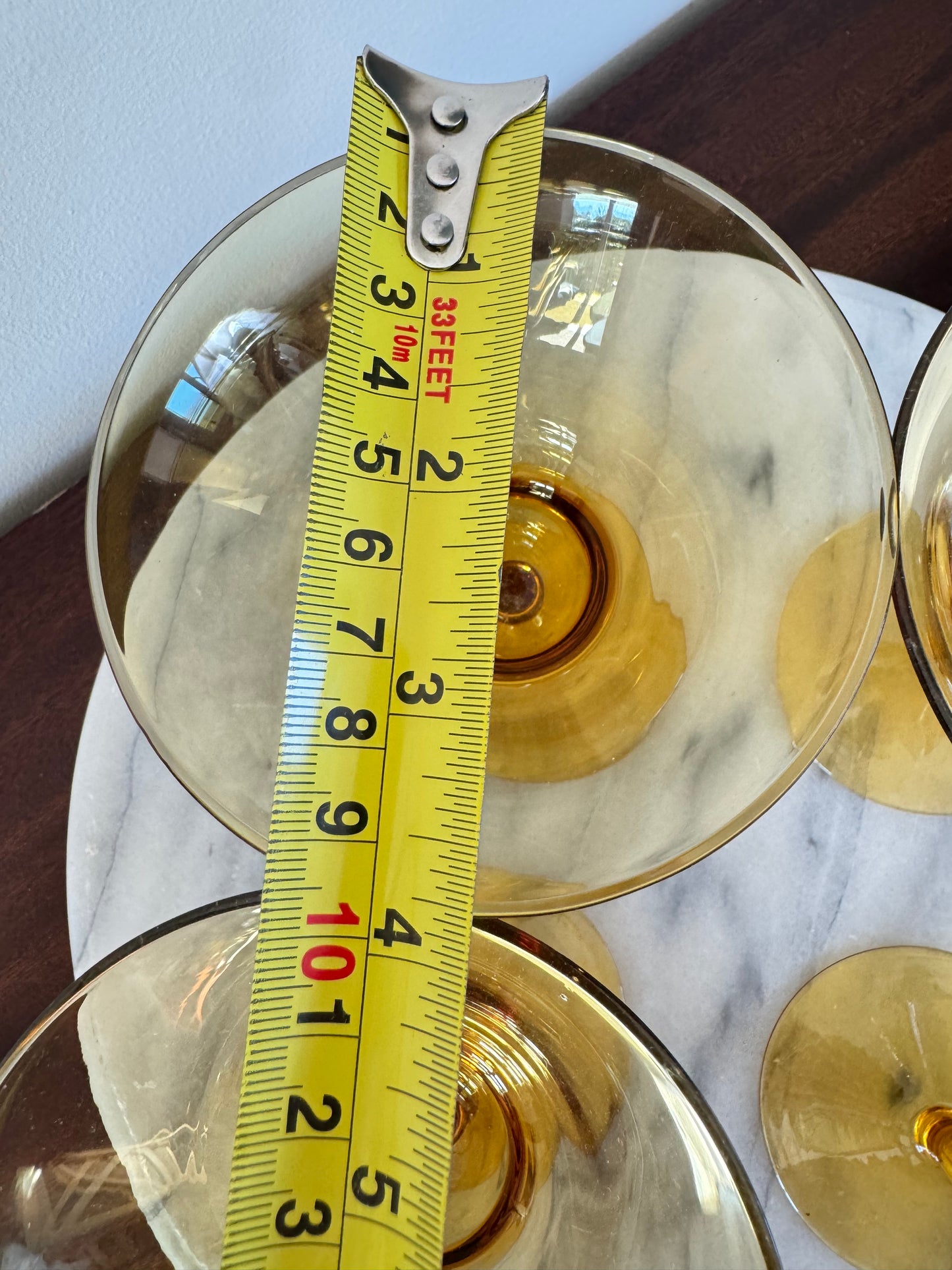 Amber Martini Margarita Cocktail Glasses | Vintage Retro Barware | Coloured Glass |