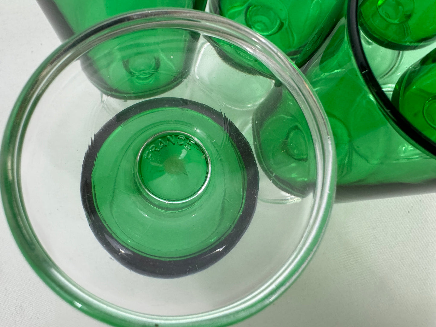 Small Green Luminarc Glasses. Barware | Wine Glass/ Apertivito glass | Vintage Retro