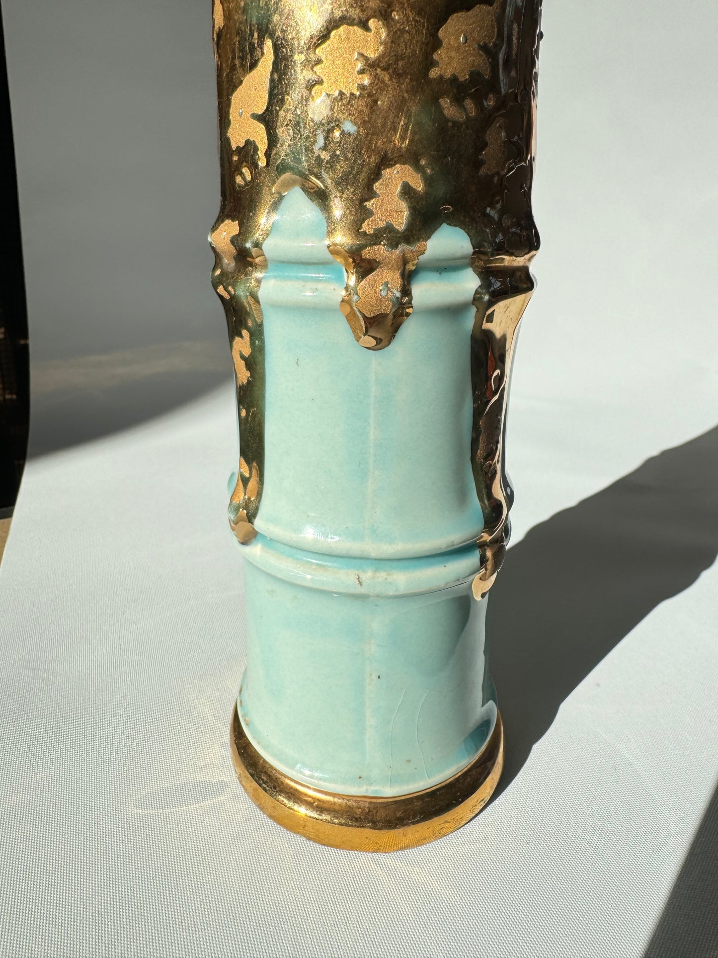 Weeping Gold & Blue Bamboo Vase