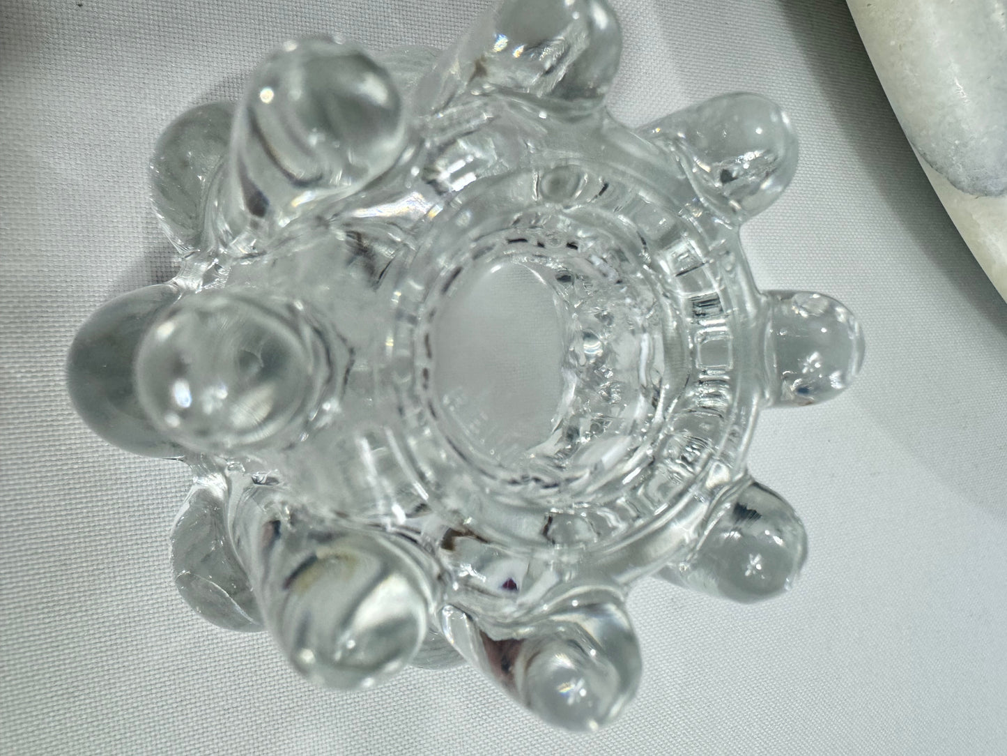 Reims Glass Bobble Candlestick Holders | Set of 2 | Vintage Retro | French Made in France |