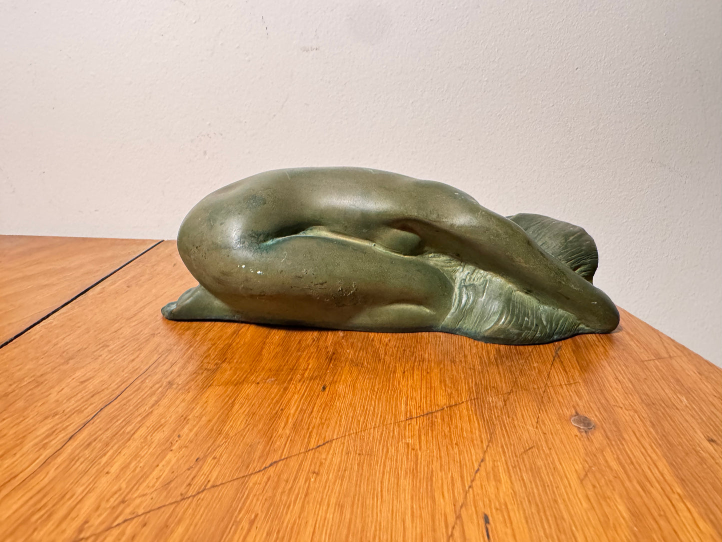 Carved Slate Sleeping Nude Lady Figure With Bronzed Effect Finish | Vintage Decor | Art Deco | Unique | c1930 |