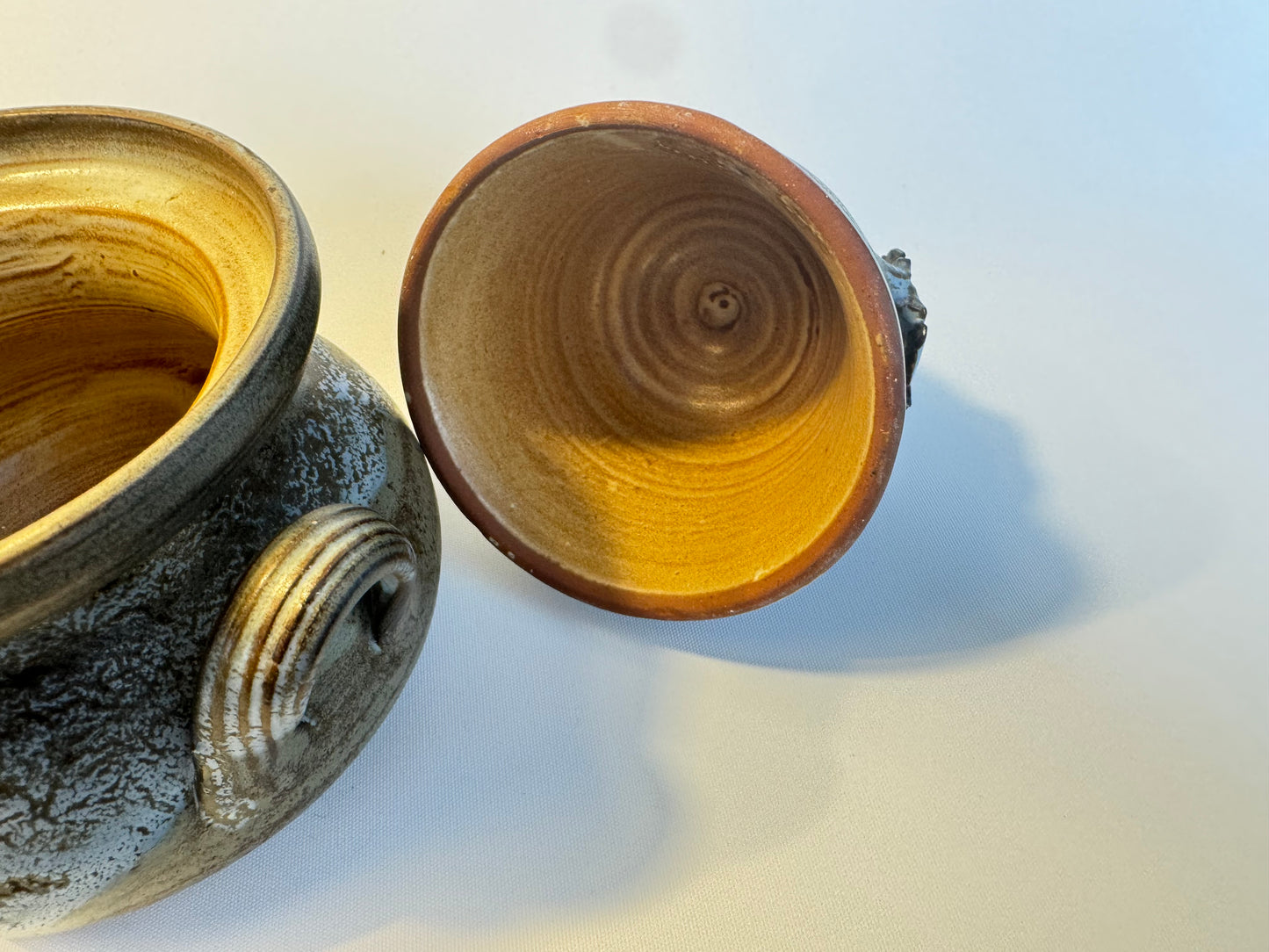 Unusual Shape Stoneware Ceramic Lidded Pot | Studio Pottery | Vintage Retro | Unique Quirky |