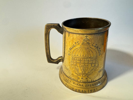 Prince Charles & Lady Diana Royal Wedding Tankard | Plated Brass | St. Paul’s Cathedral 1981 | Unique Vintage Retro | British Monarchy |