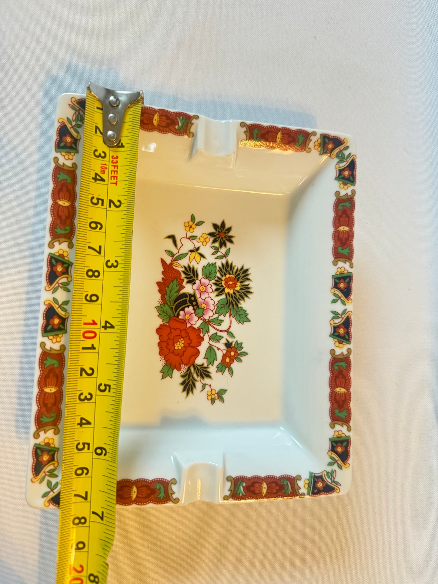 Porcelain Ashtray with Floral Design | Made in Spain | Vintage Retro |