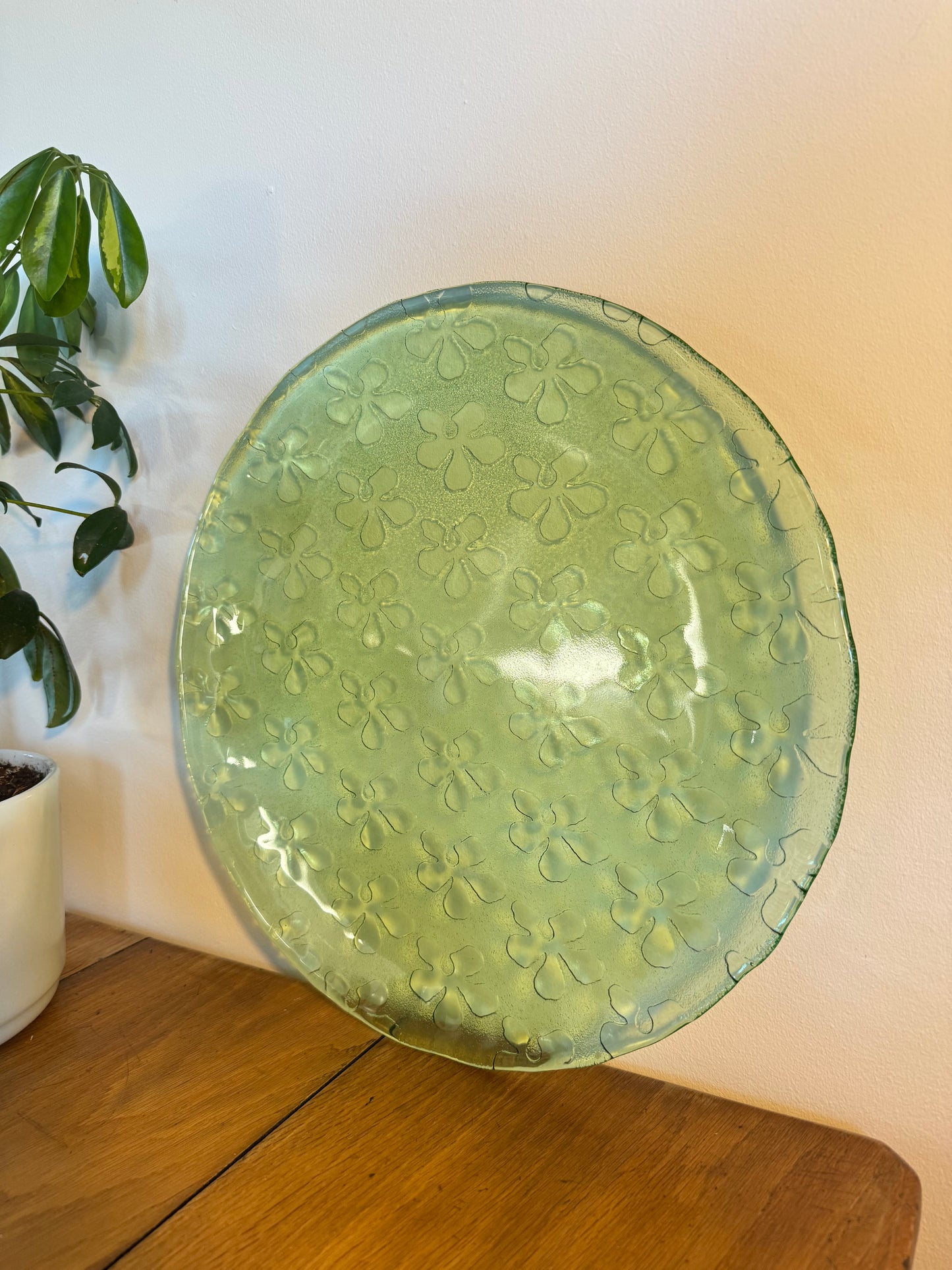 Green Pressed Glass XL Decorative Plate | Villeroy and Boch | Serving Plate |