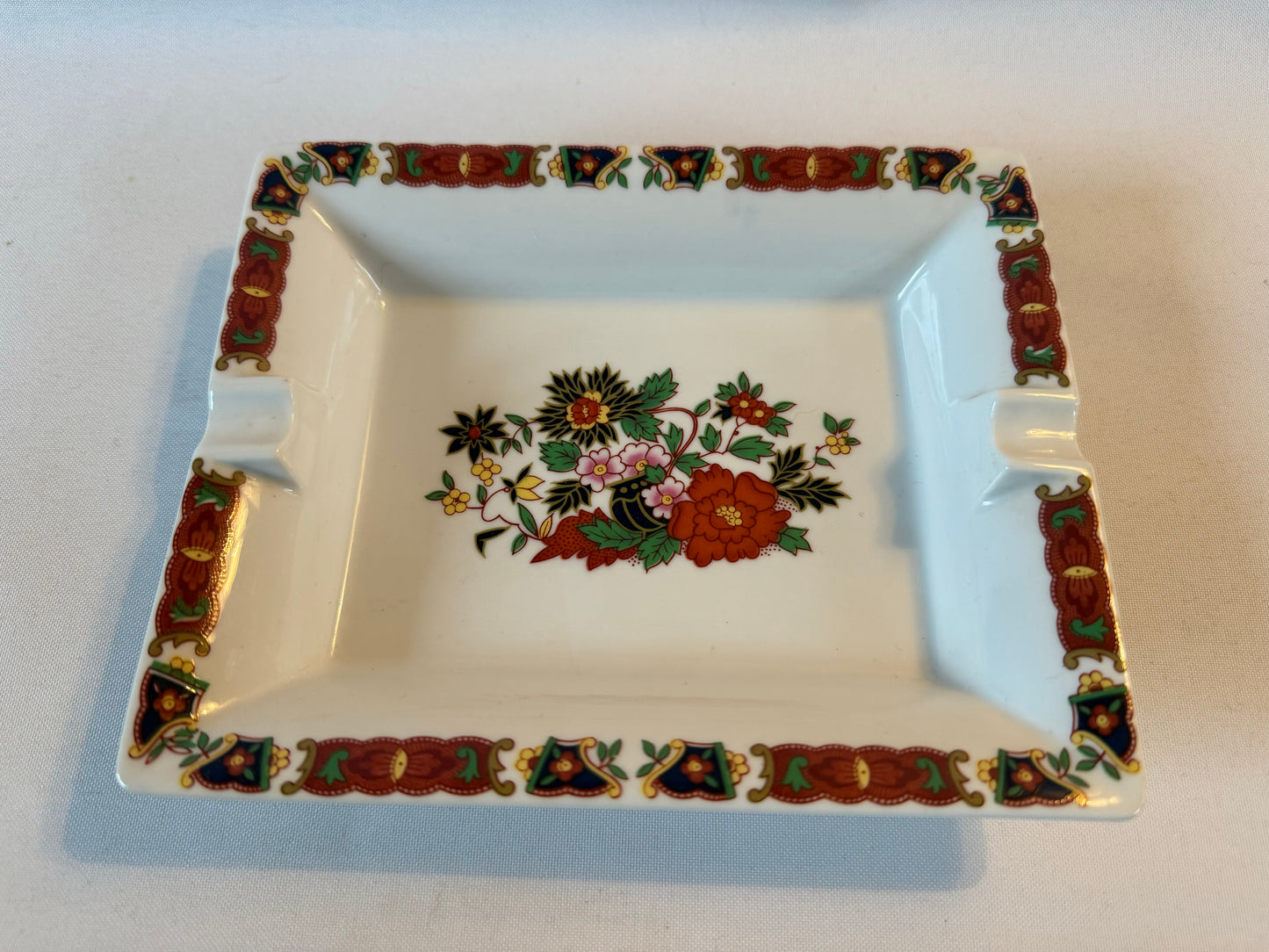 Porcelain Ashtray with Floral Design | Made in Spain | Vintage Retro |