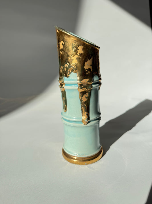 Weeping Gold & Blue Bamboo Vase