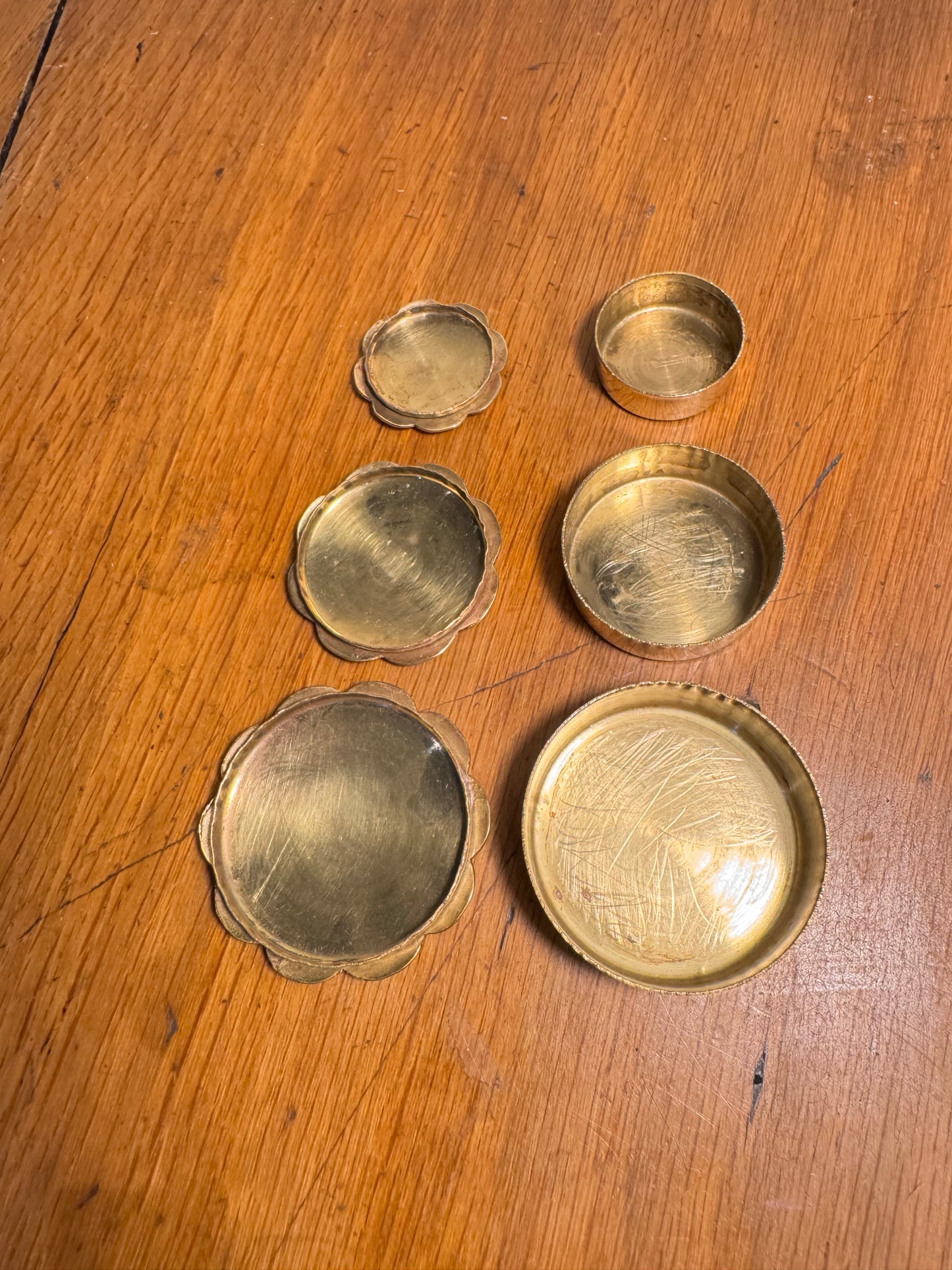 Set of 3 Small Brass Flower Pill Boxes | Vintage Retro | Trinket Box |