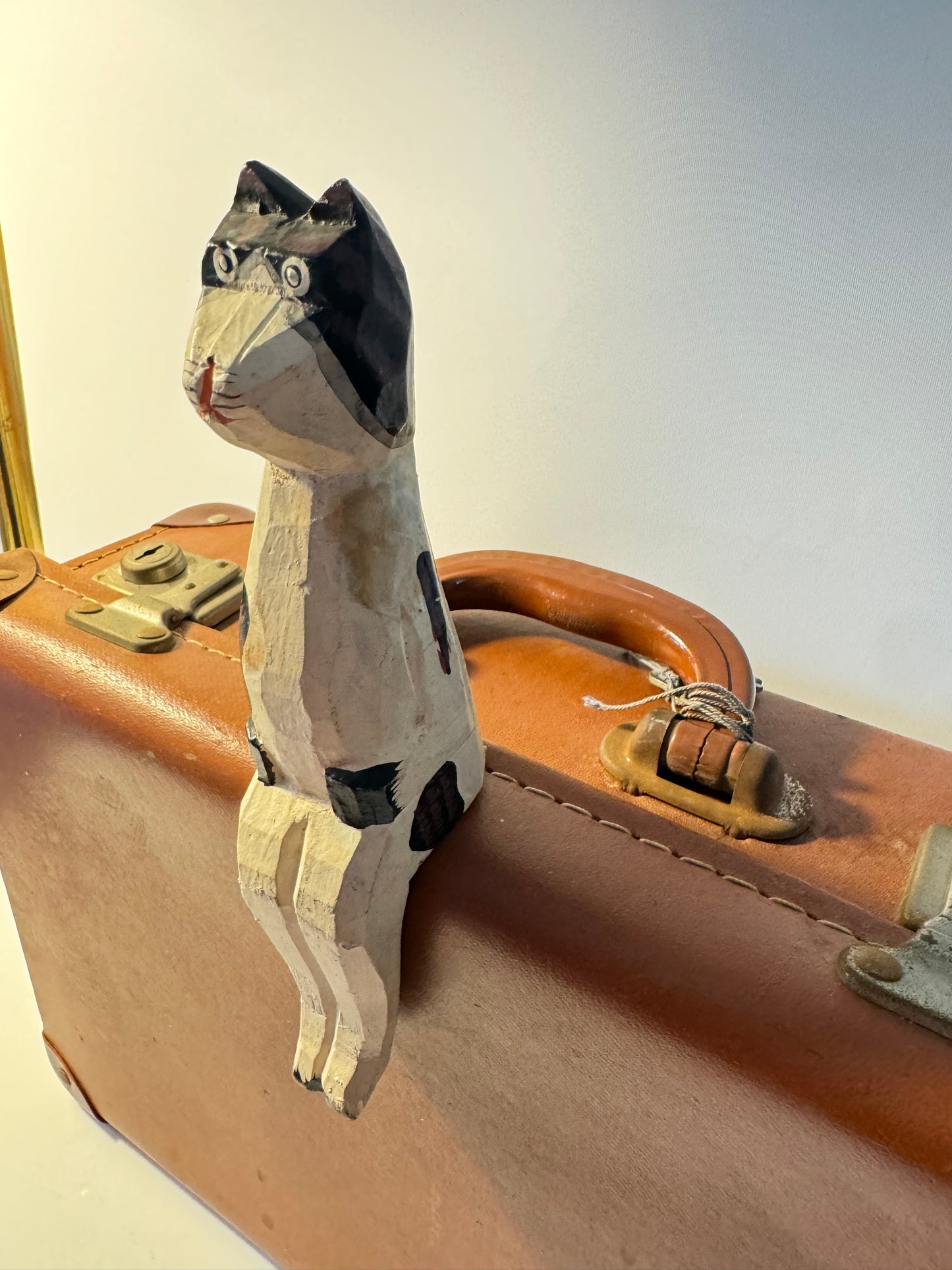 Hand Carved & Painted Shelf Sitter Animals | Folk Art | Vintage Retro Quirky | Cat Dog Cow Seal Rooster |