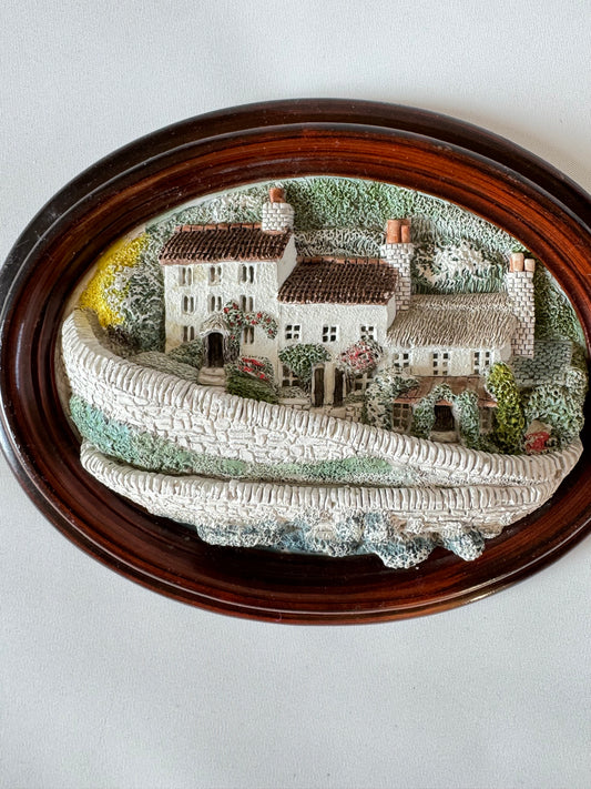 3D Brush Strokes Hand Painted Cottage Seaside Scene Wall Art Plaque | Vintage Retro | Cottagecore