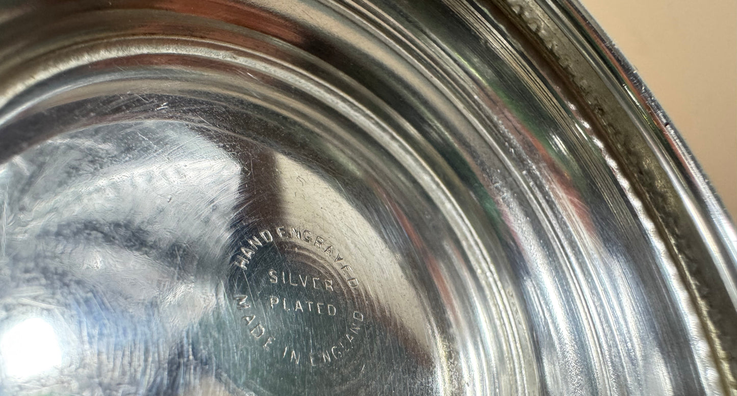 Silver Plated Sugar Bowl and Milk Jug | Hand Engraved | Made in England |