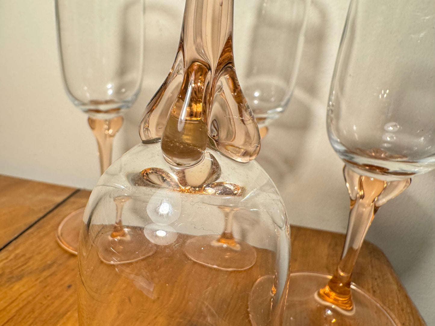 Luminarc Veronese Pink Stem Champagne Glasses | Vintage Retro 70s | Pretty Cute Kitsch |