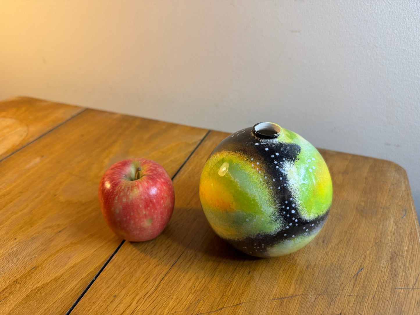 Small Studio Pottery Round Bud Vase | Galaxy Cosmic | Vintage Retro | MCM Mid Century Decor | Sphere Vase |