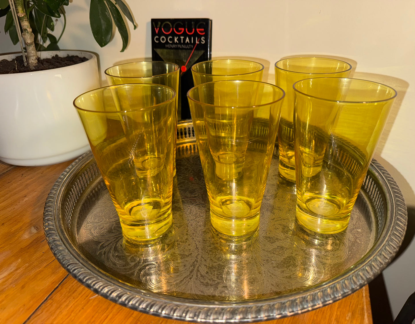 Set of 6 Vintage Yellow Crisal Tumblers – 36cl