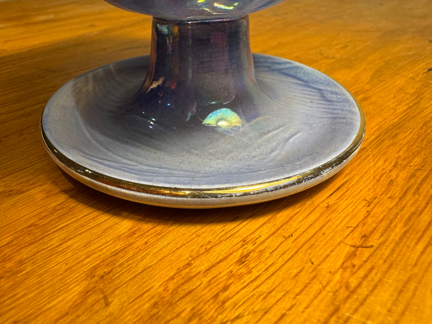 Lustre Maling Harlequin Flower Sundae Dish Blue/Purple Iridescent | Vintage Retro | Trinket Dish |