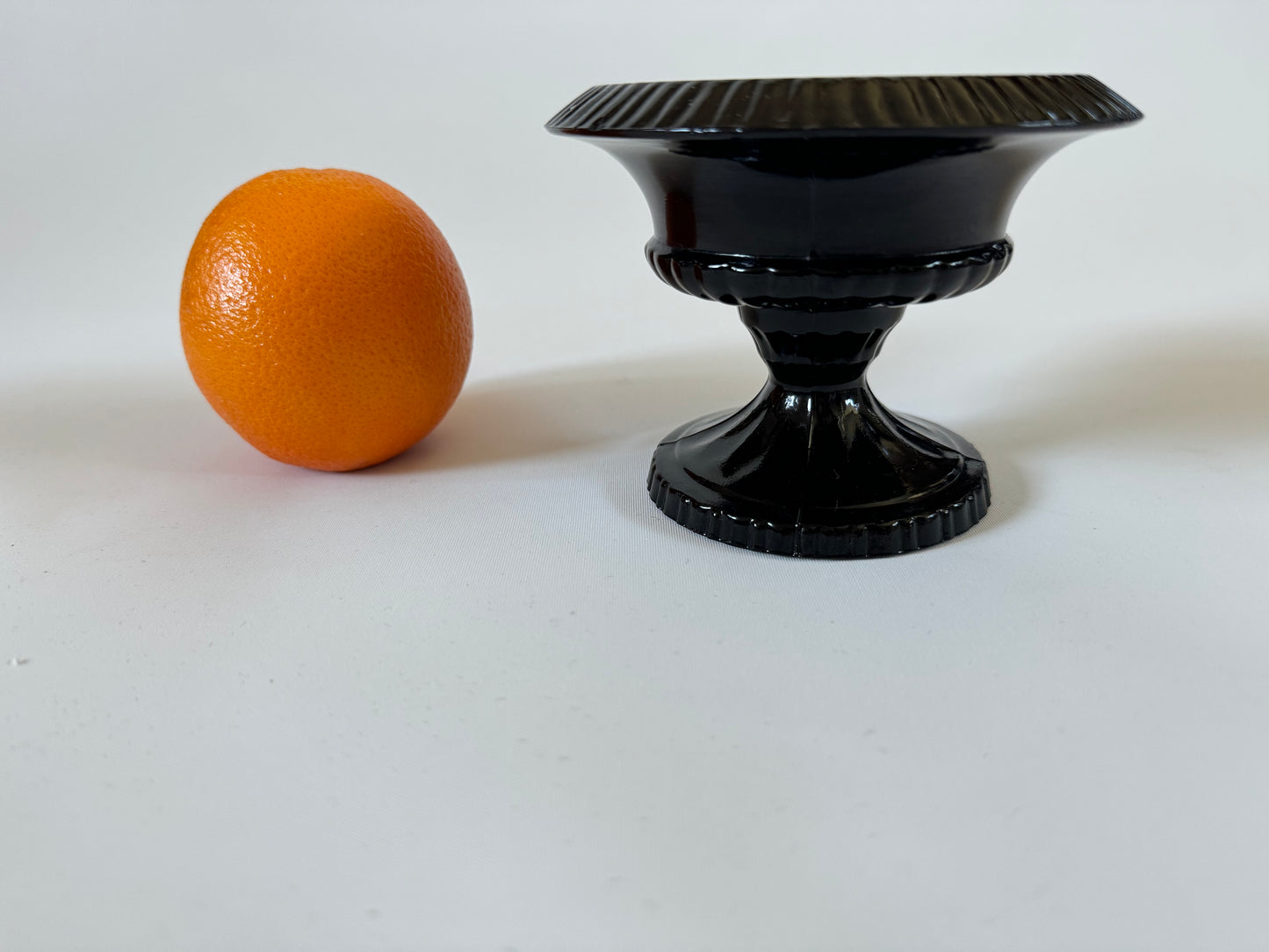 Black Amethyst Style Glass Pedestal Plant Base | Vase/Footed Bowl | Vintage Retro |