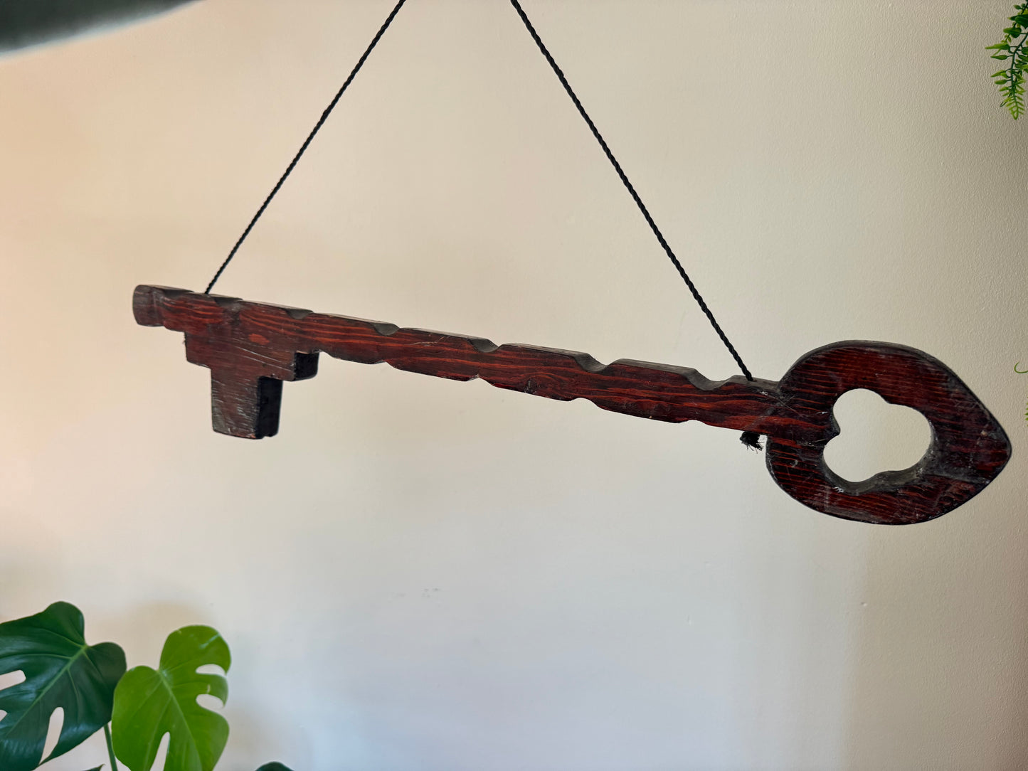 Large Rustic Wooden Key Hook Holder | Vintage Retro | Folk Art | Handcrafted |