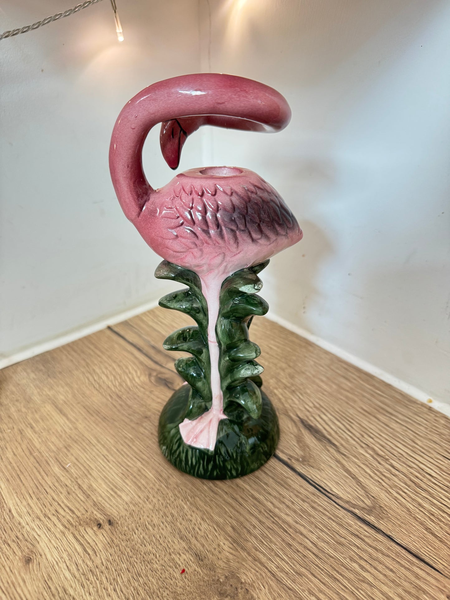 Ceramic Flamingo Tapered Candle Holder | Vintage Retro Quirky |