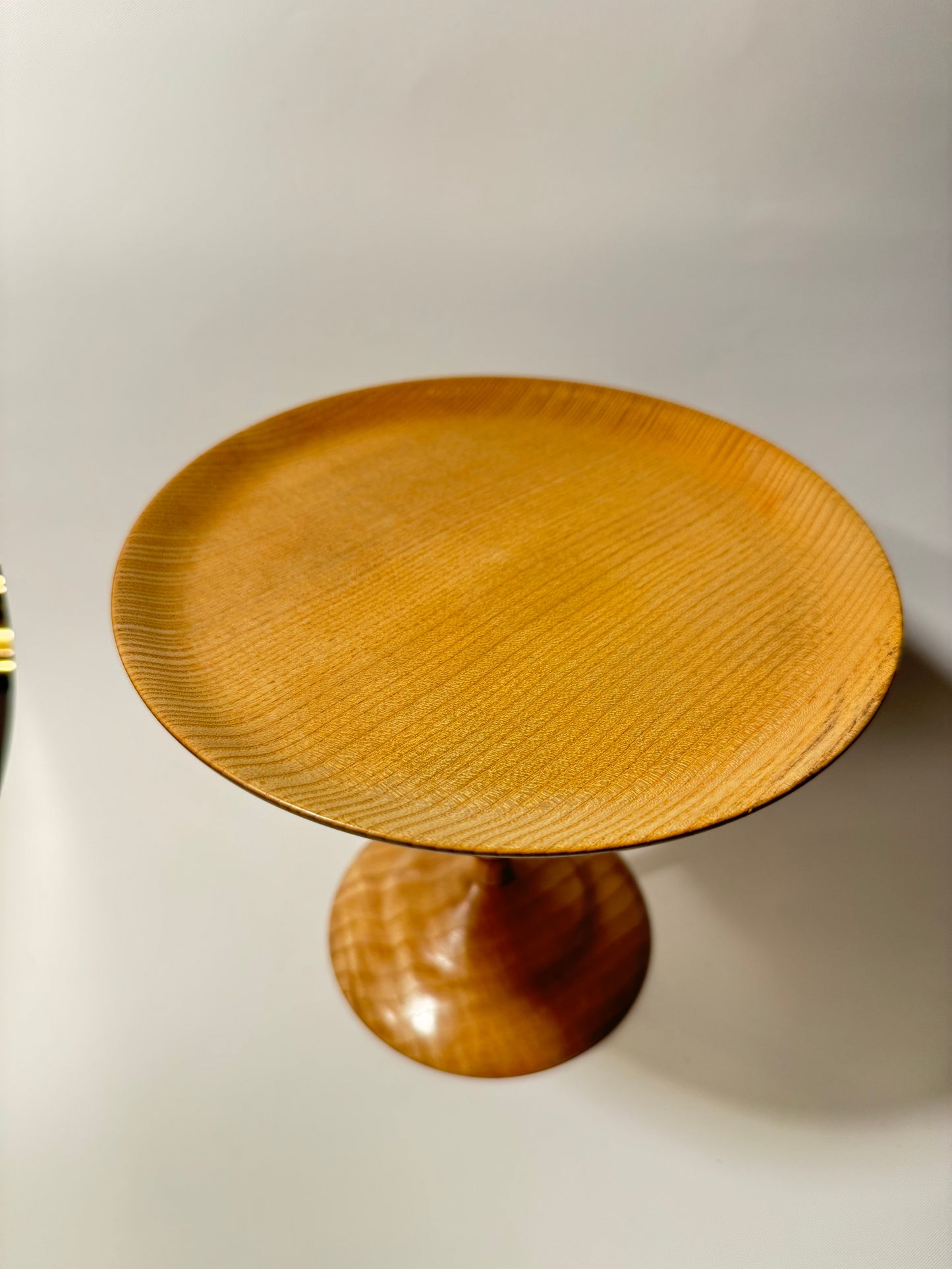 Handmade Ash Wood Pedestal Platter/Bowl | Dinner Party Serveware | Vintage Retro | Scandi | MCM Mid Century |