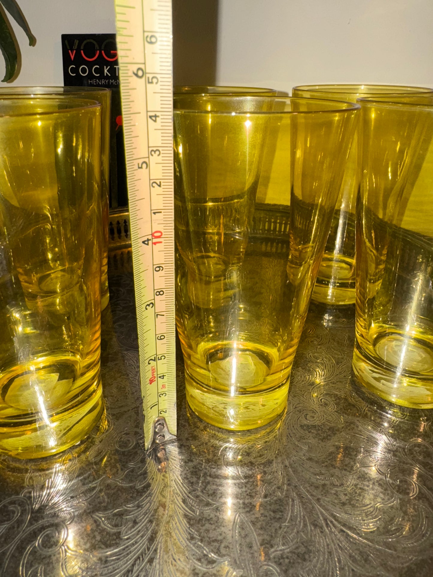 Set of 6 Vintage Yellow Crisal Tumblers – 36cl