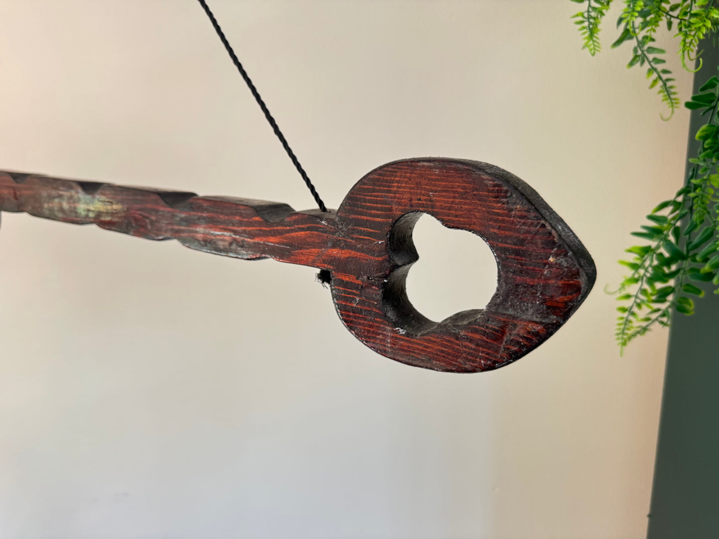 Large Rustic Wooden Key Hook Holder | Vintage Retro | Folk Art | Handcrafted |