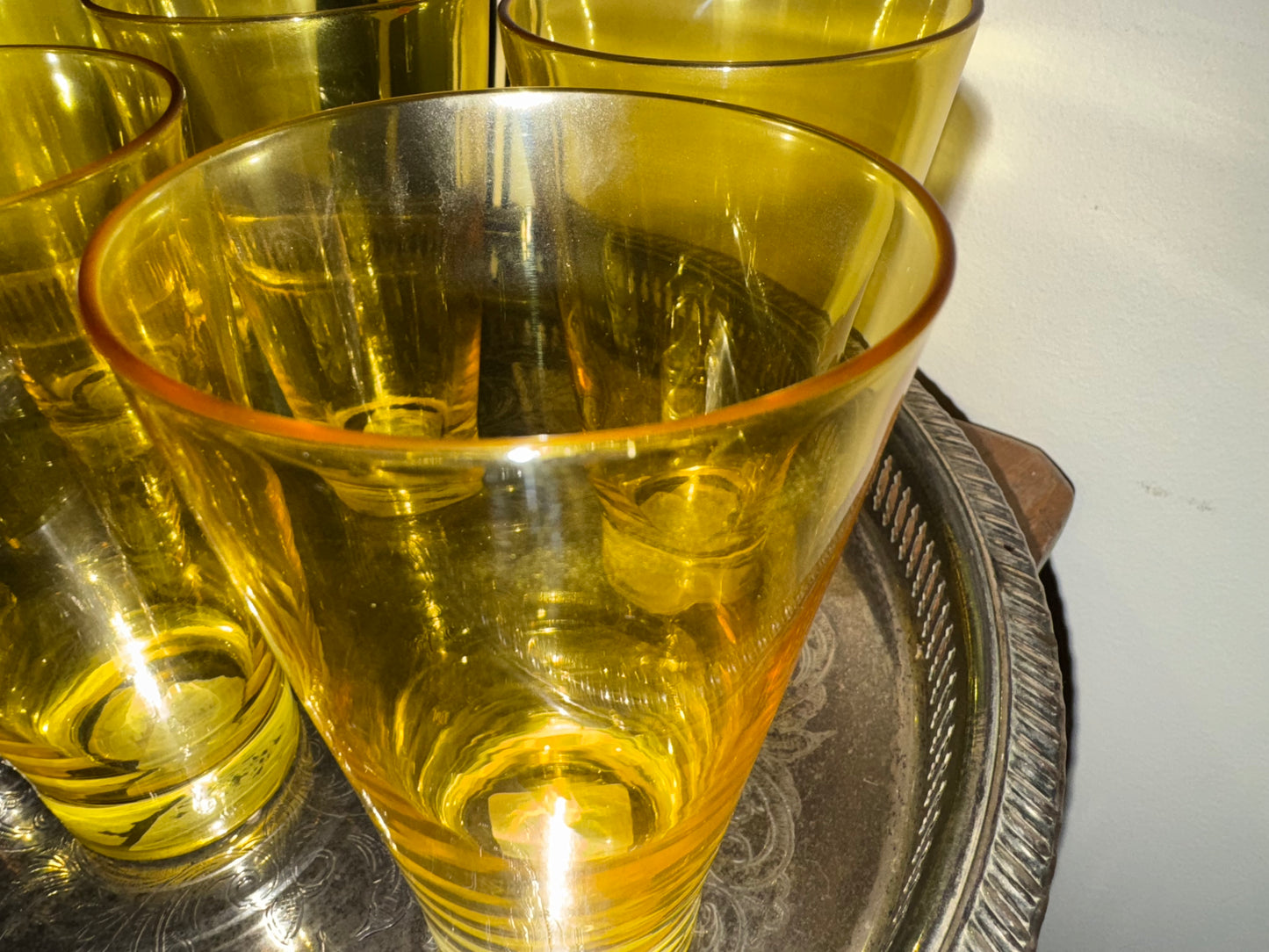 Set of 6 Vintage Yellow Crisal Tumblers – 36cl