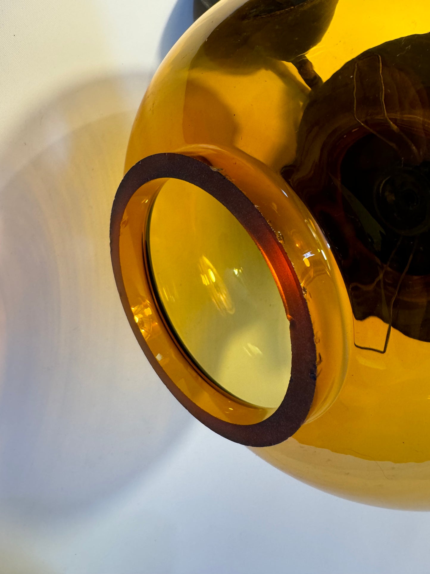 Antique Amber Glass Balloon Light Fitting | Iron | Made in Spain | Vintage Retro |