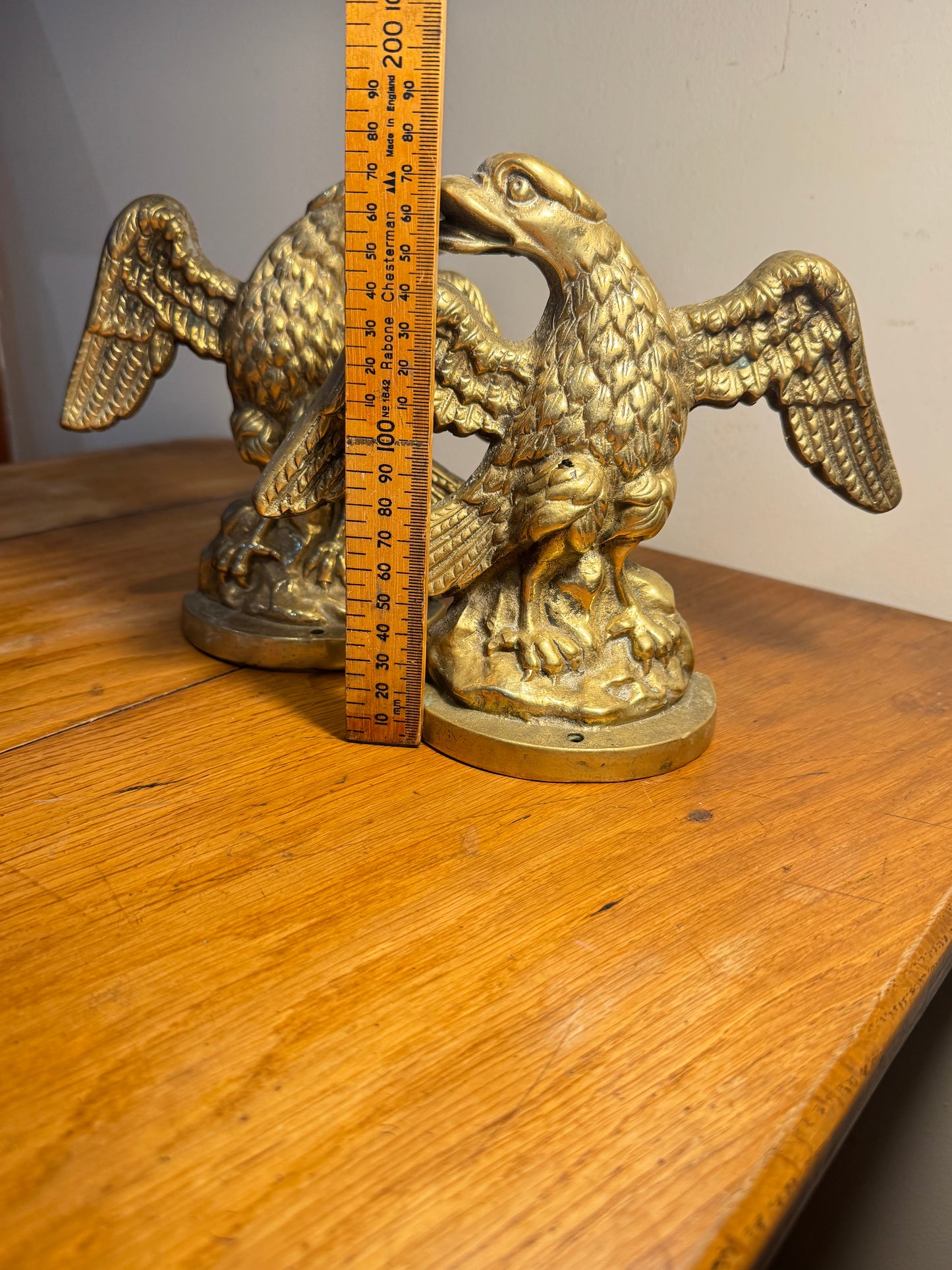Pair of Antique Solid Brass Fire Place Andirons | Eagle Ornaments/Fire dog Ends | Fire Place Decor |Chenets/Eagles | Vintage Unique |