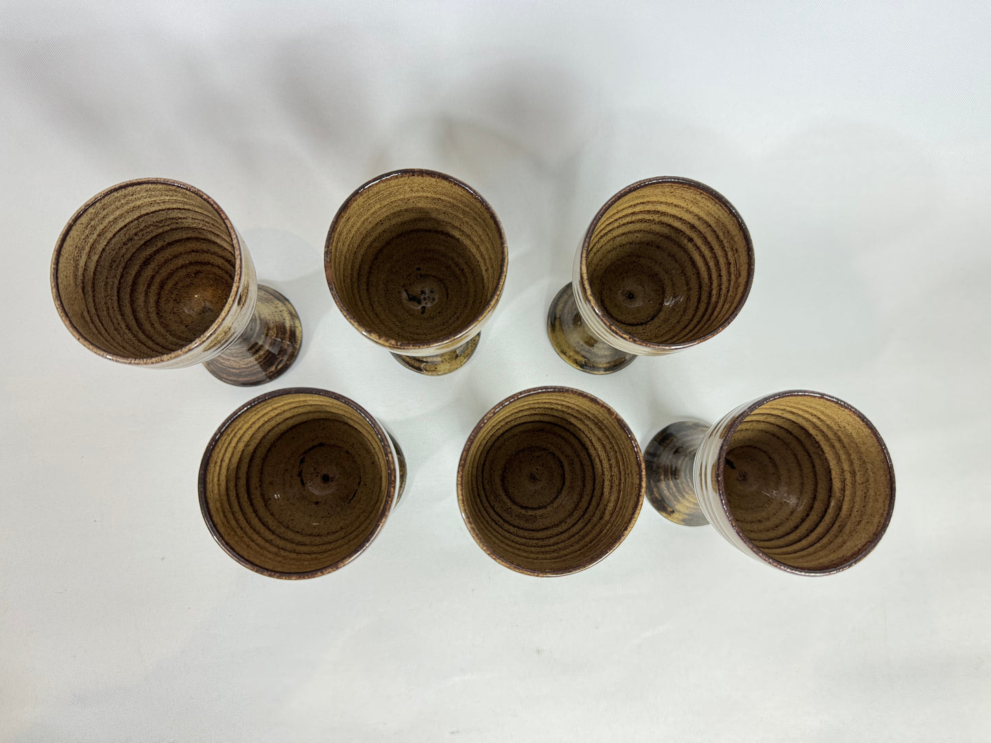 Stoneware Handmade Wine Glass/ Goblets | Vintage/Retro |Pottery | Barware | MCM Mid Century | Prop Set Dressing